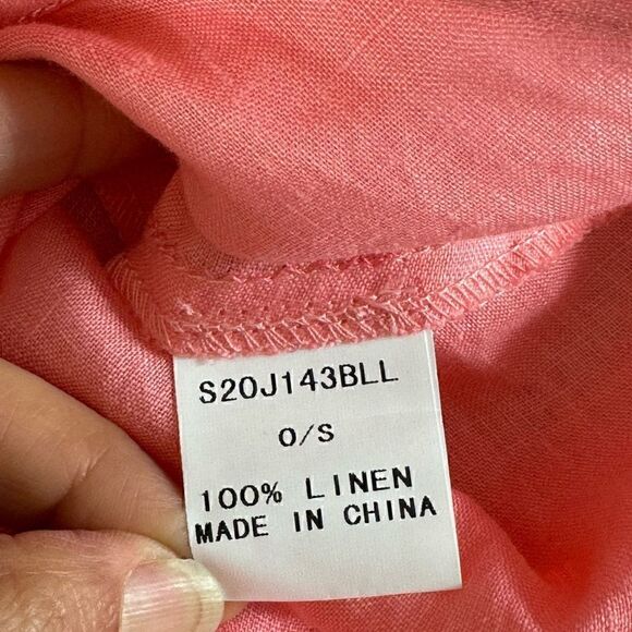 Amelline linen poncho one size with studs shoulder details Minimalist coral New - Picture 8 of 10